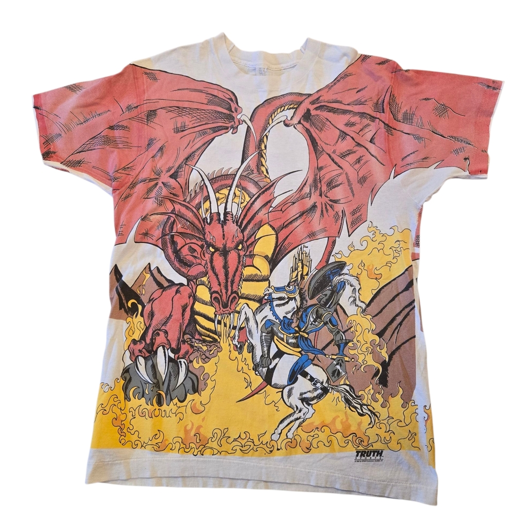 Truth Dragon and Knight Mens Vintage Tee Size Large